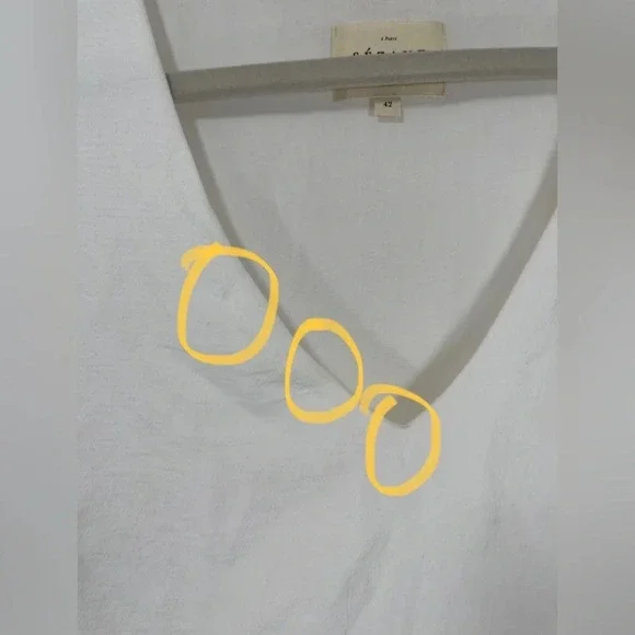 Sezane Colette Blouse Vneck Short Sleeve Lace Puff Shoulder White Women’s US 10 - Picture 4 of 11